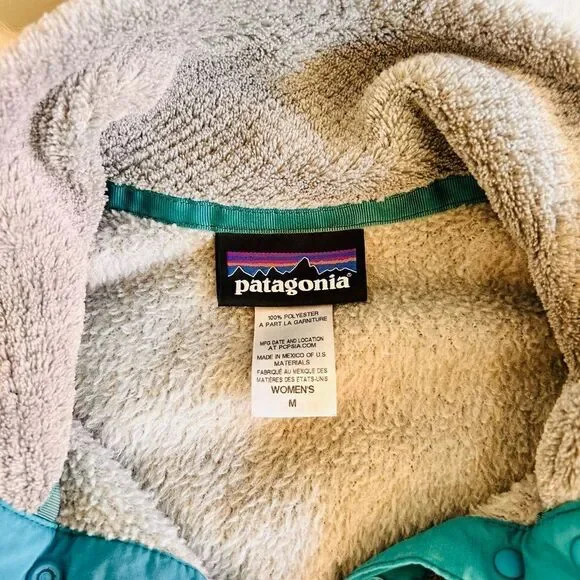Patagonia Soft & Cozy Grey and Teal Re-Tool Snap T-Fleece Pullover! ❤️ - Picture 6 of 7